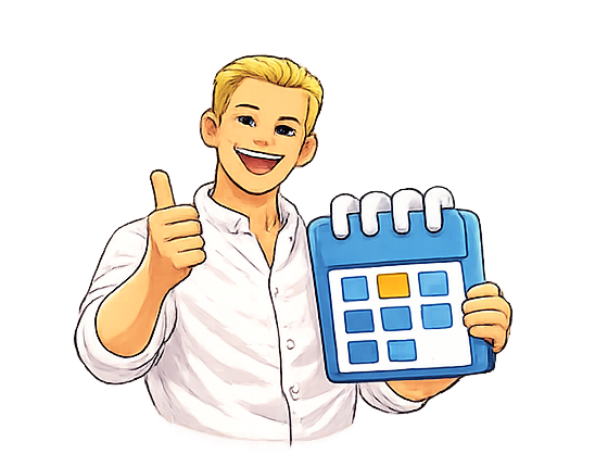 Bookairy avatar holding a calendar for online appointment booking